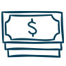 Dollar bills icon for ATMs