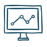 Clickable icon of computer screen with a plotted line chart to browse to the about page