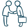 Clickable icon of two people shaking hands to browse to the lending page